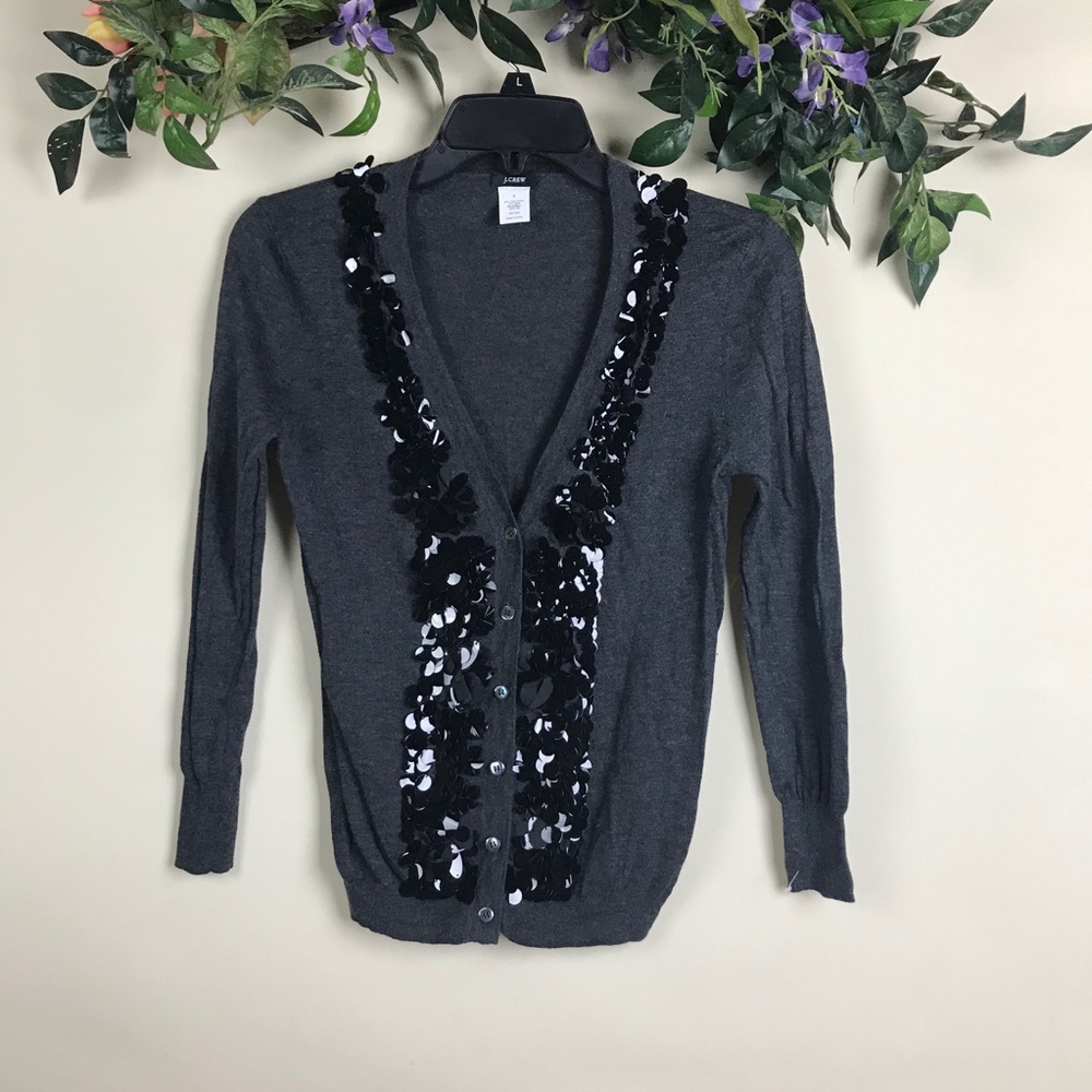 - J. Crew Embellished Gray Cardigan